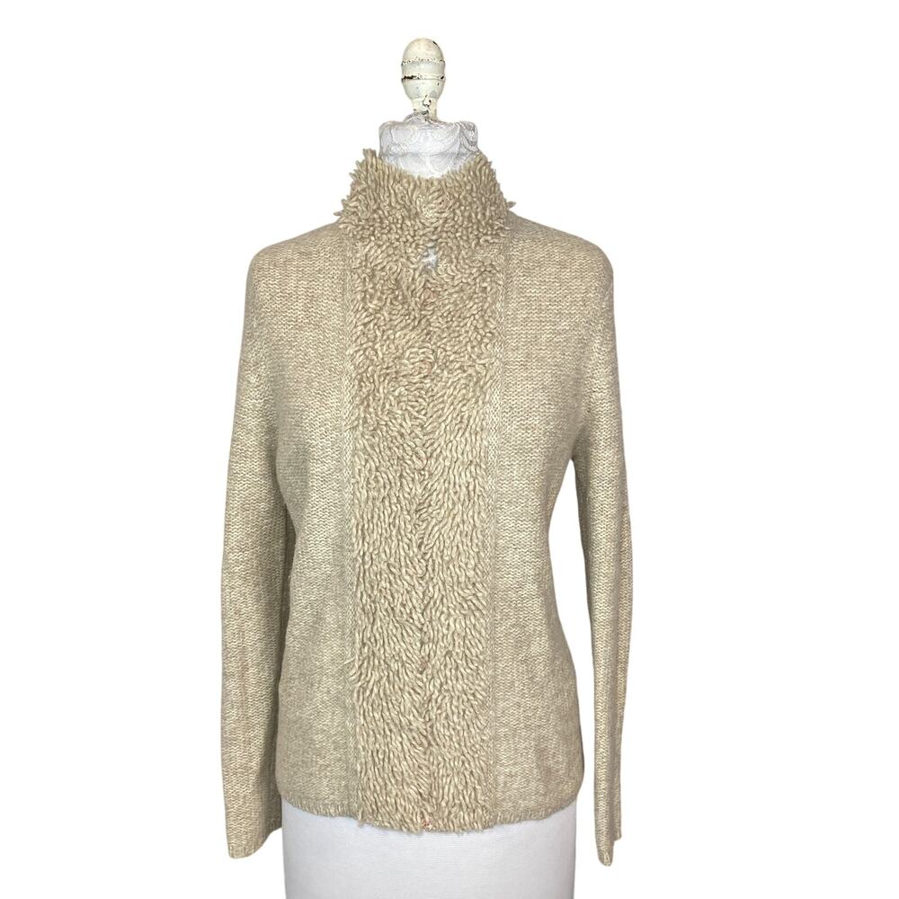 Vintage Country Shop Lamb Rabbit Hair Blend Oatmeal Cardigan Sweater Women Med